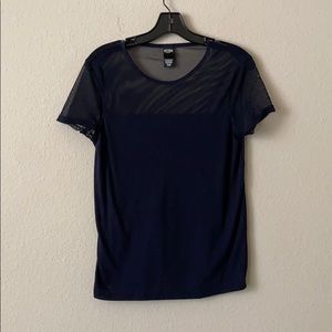 Blue mesh workout shirt